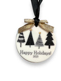 Christmas Trees  Black and Gold 2023 Ceramic Christmas Ornament