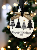 Christmas Trees  Black and Gold 2023 Ceramic Christmas Ornament