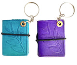 Mini Leather leaf motif notebook keychain