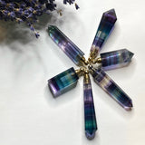 Genuine Rainbow Fluorite Aromatherapy Diffuser necklace in gold