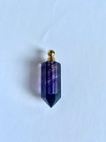 Genuine Rainbow Fluorite Aromatherapy Diffuser necklace in gold