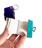 Mini Leather leaf motif notebook keychain