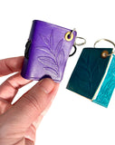 Mini Leather leaf motif notebook keychain