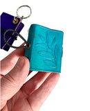 Mini Leather leaf motif notebook keychain