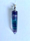 Genuine Rainbow Fluorite Aromatherapy Diffuser necklace in gold