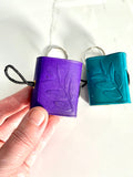 Mini Leather leaf motif notebook keychain