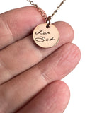 Personalized engraved rose gold pendant