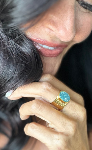 HRM Autumn 2024 journey Fundraiser - Aqua Druzy Ring in Gold or Silver