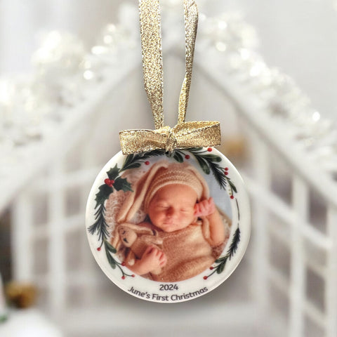 Personalized Baby's First Christmas Ornament with Photo