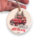 Jingle All the Way Red Vintage Truck Christmas Ornament