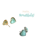 HRM Spring 2023 Journey Amazonite Heart Stud  Earrings in Silver or Gold