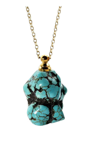 Turquoise Stone Vial Pendant Necklace for Essential Oils and Aromatherapy on the go.