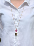 ***NEW*** Pink Agate Rollerball essential oil necklace