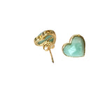 HRM Spring 2023 Journey Amazonite Heart Stud  Earrings in Silver or Gold