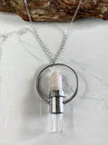 Rose Quartz Crystal EO Rollerball Necklace Silver plated brass