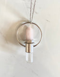 Rose Quartz Crystal EO Rollerball Necklace Silver plated brass
